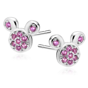Cercei argint Mickey Mouse cu pietre roz DiAmanti Z1653ER_RU-DIA (Argint 925‰ 1,2 g.)
